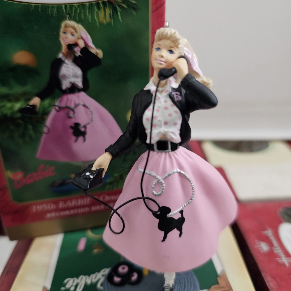 MIB Barbie 1950s Poodle Skirt Hallmark Ornament c2000